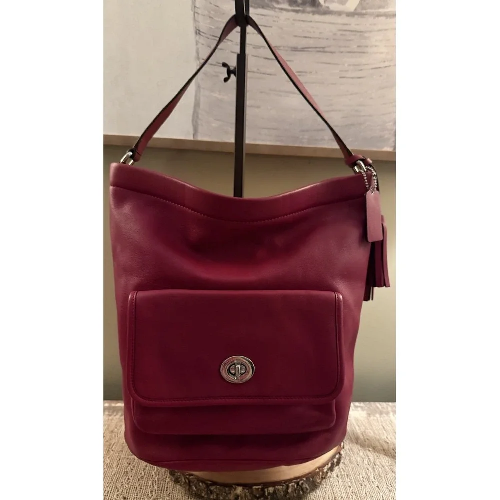 Coach Legacy Archival Red Bucket Hobo Bag Leather Turnlock Pocket G1269-21193